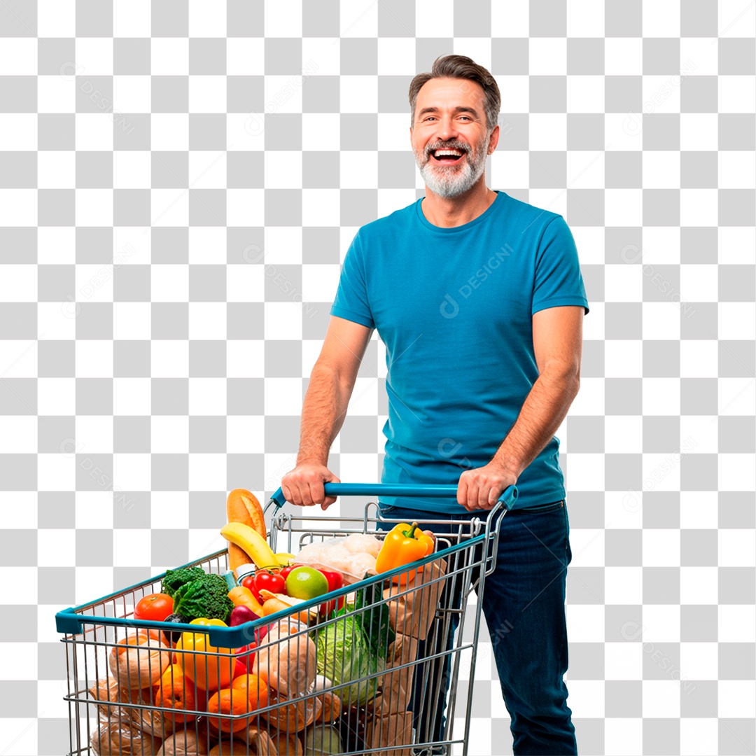 Homem Empurrando Carrinho PNG Transparente