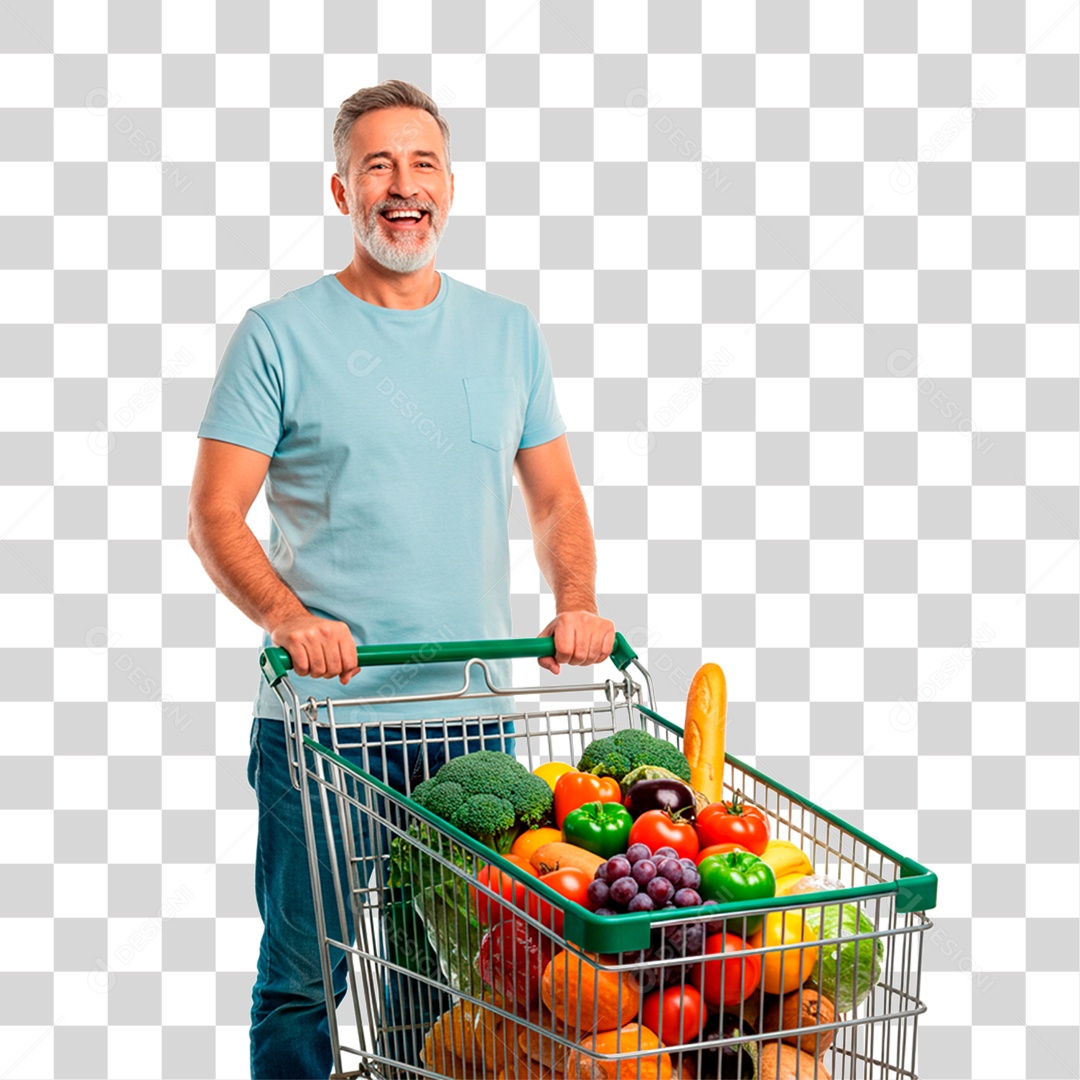 Homem Empurrando Carrinho PNG Transparente