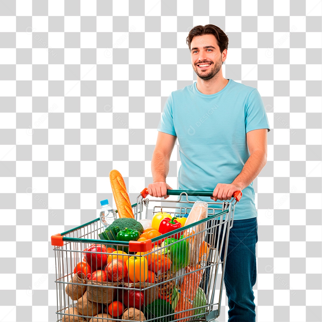 Homem Empurrando Carrinho PNG Transparente