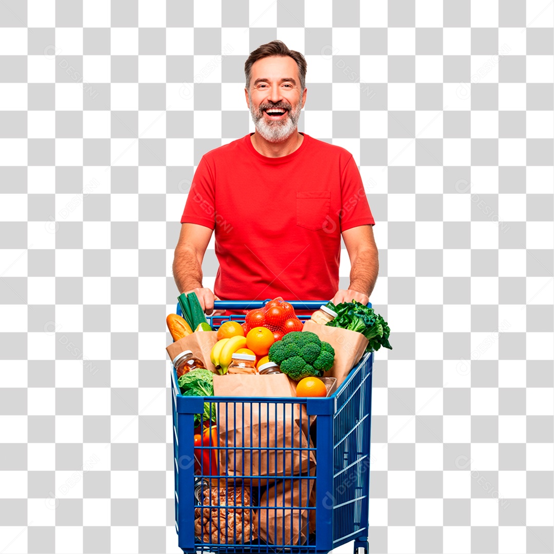 Homem Empurrando Carrinho PNG Transparente