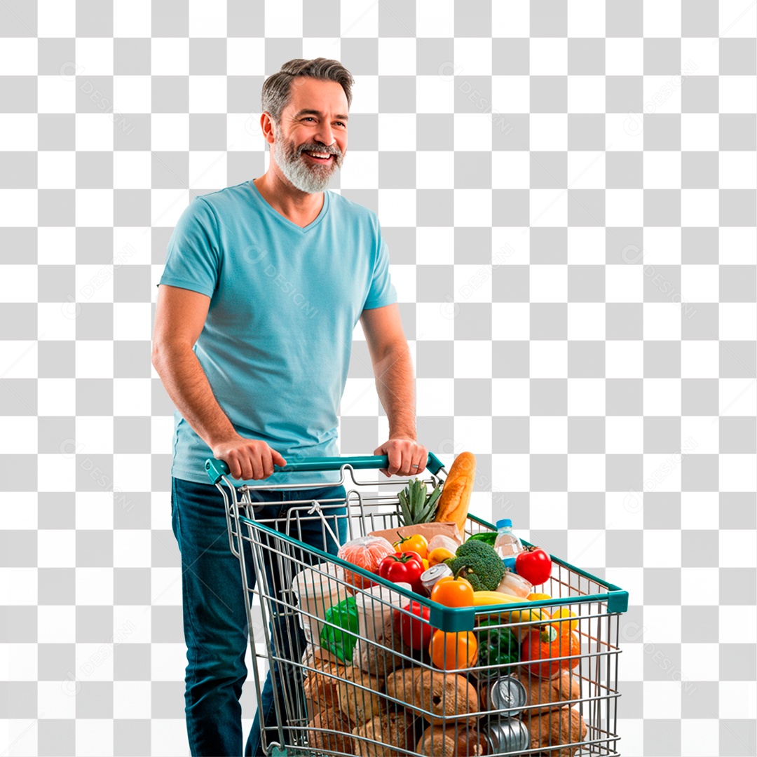 Homem Empurrando Carrinho PNG Transparente