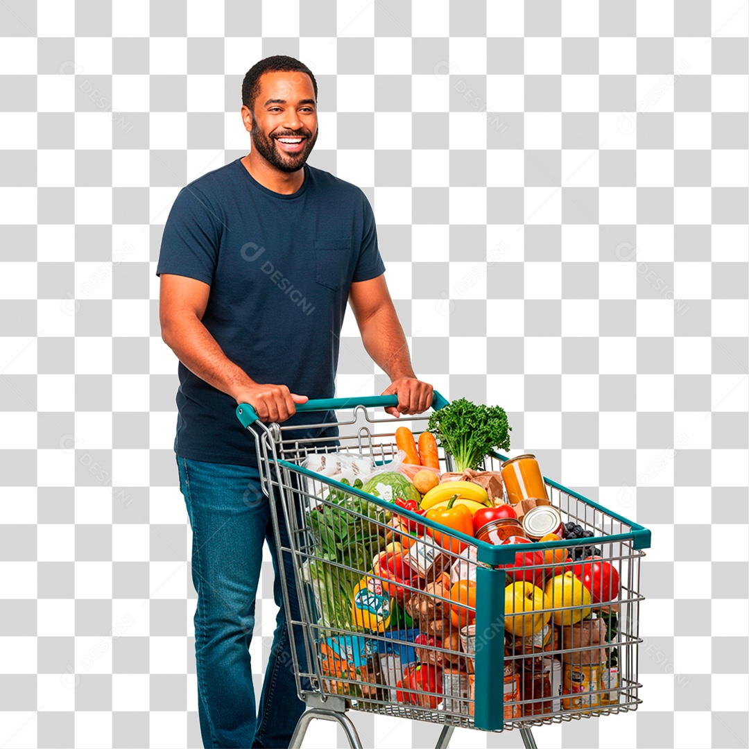 Homem Empurrando Carrinho PNG Transparente