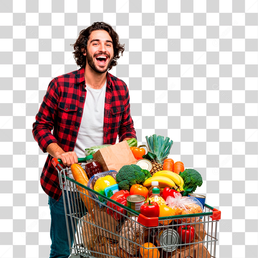 Homem Empurrando Carrinho PNG Transparente