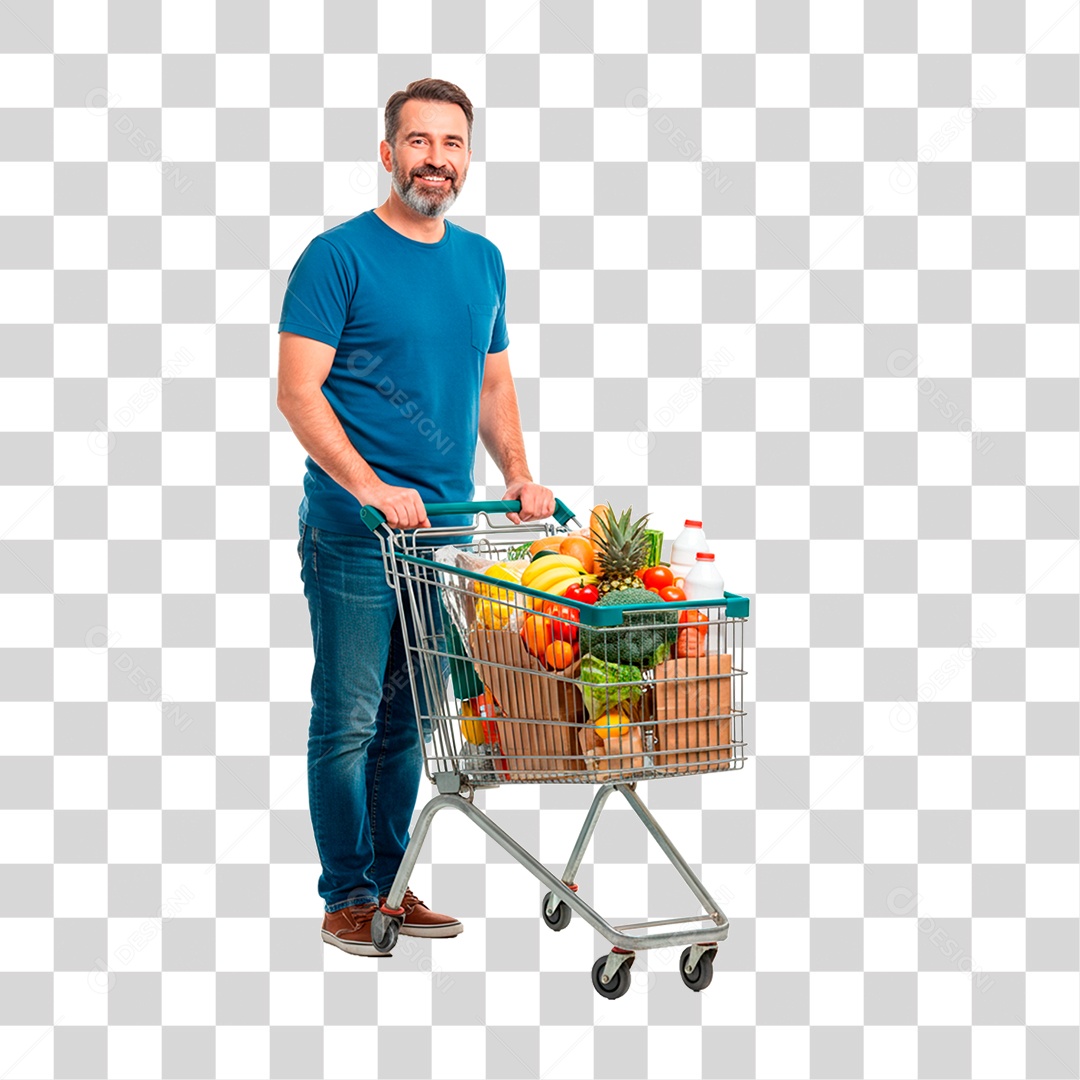 Homem Empurrando Carrinho PNG Transparente