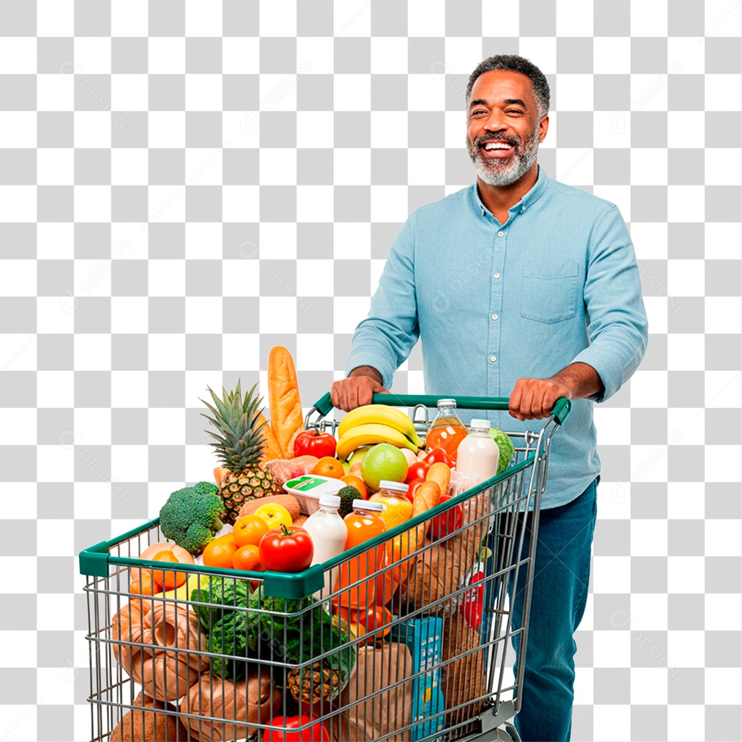 Homem Empurrando Carrinho PNG Transparente