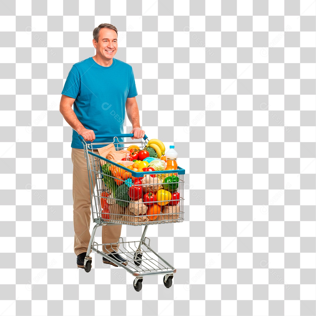 Homem Empurrando Carrinho PNG Transparente