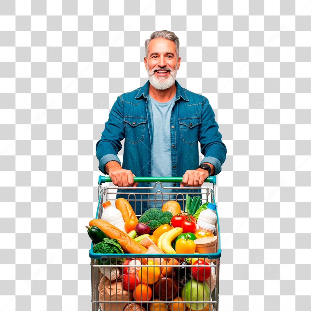 Homem Empurrando Carrinho PNG Transparente