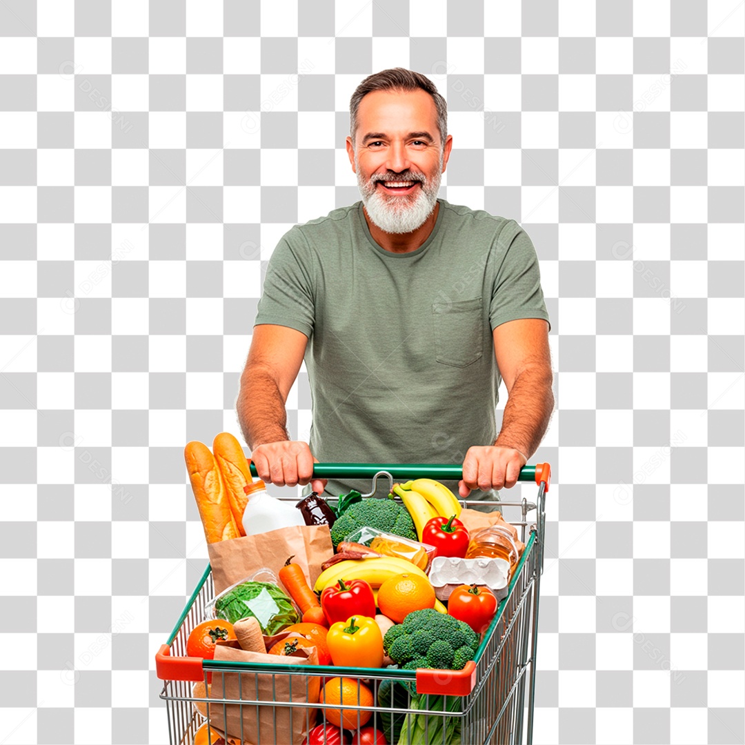 Homem Empurrando Carrinho PNG Transparente