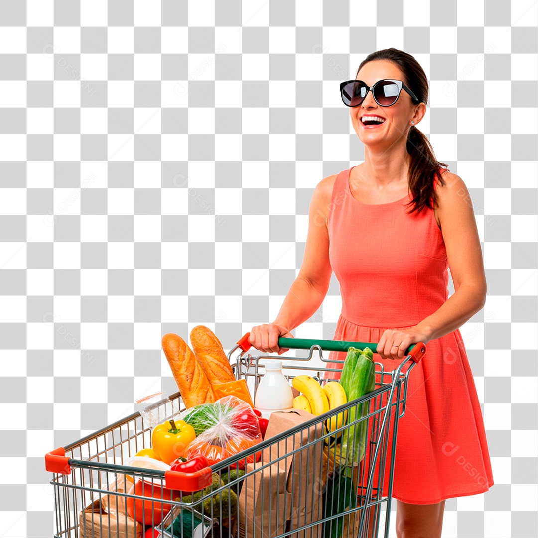 Mulher Empurrando Carrinho PNG Transparente