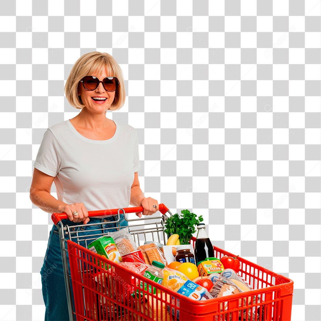 Mulher Empurrando Carrinho PNG Transparente