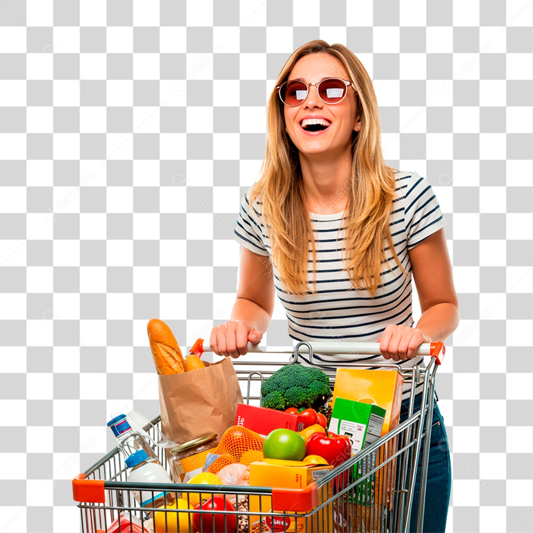 Mulher Empurrando Carrinho PNG Transparente