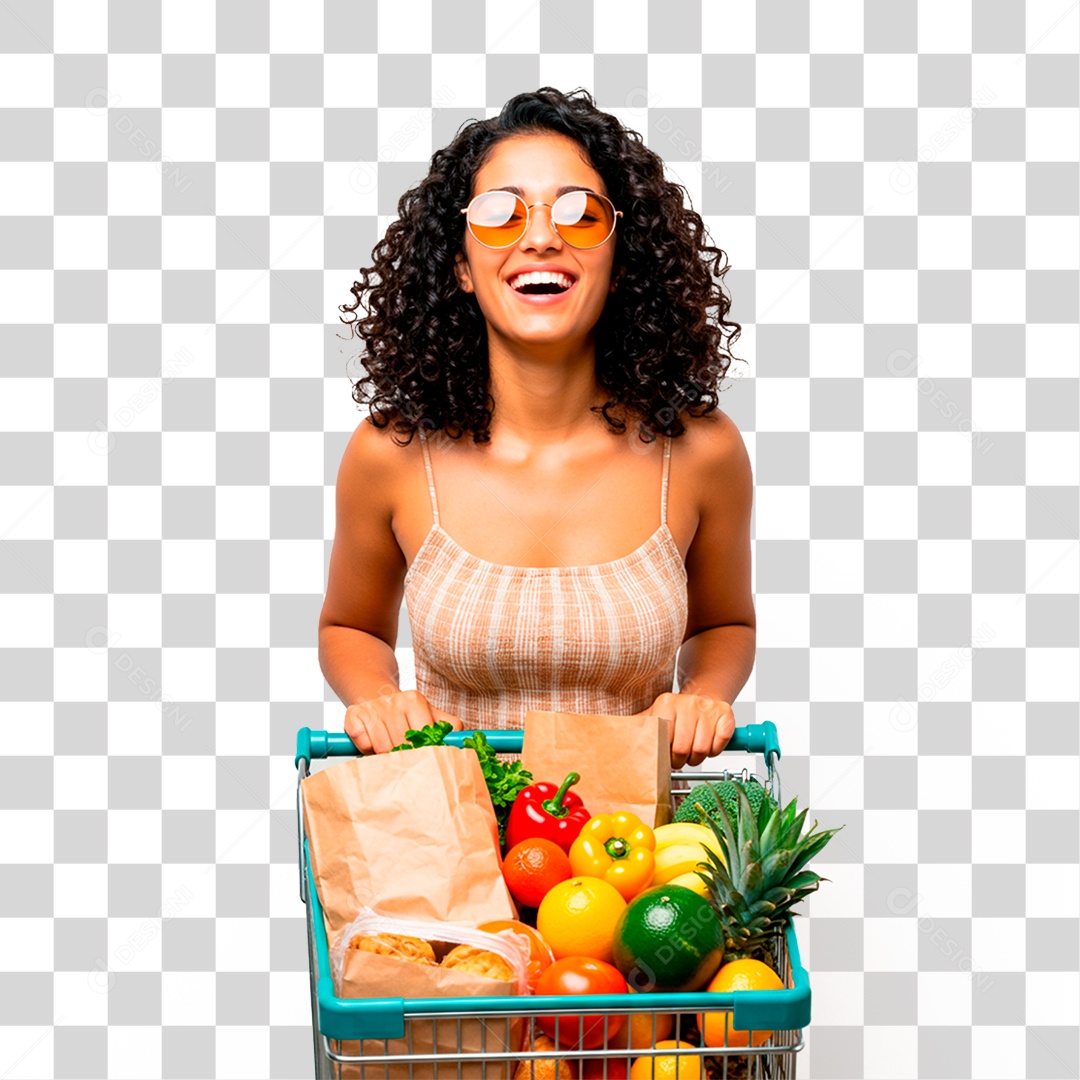 Mulher Empurrando Carrinho PNG Transparente