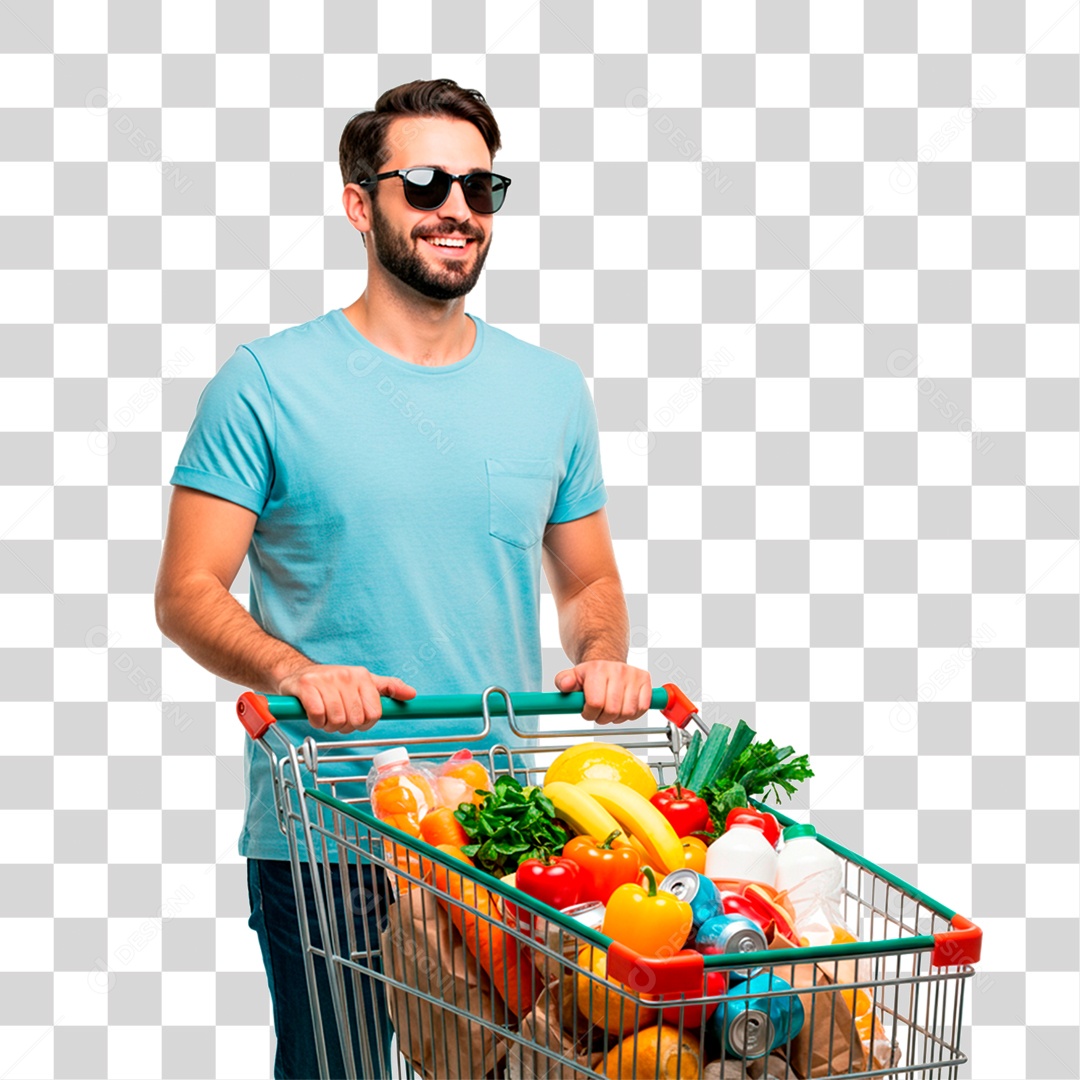 Homem Empurrando Carrinho PNG Transparente