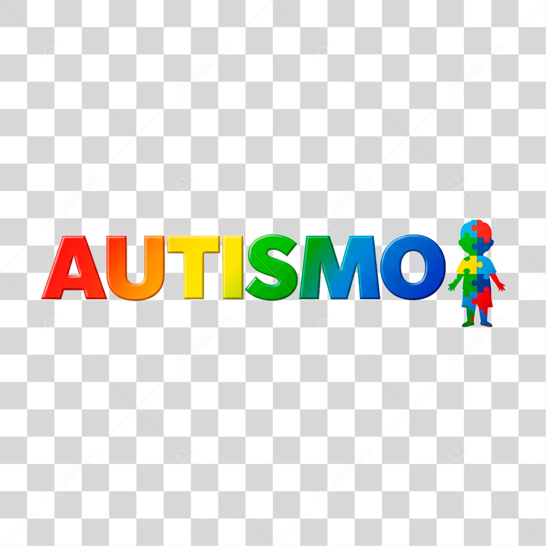 Selo 3D Autismo PNG Transparente