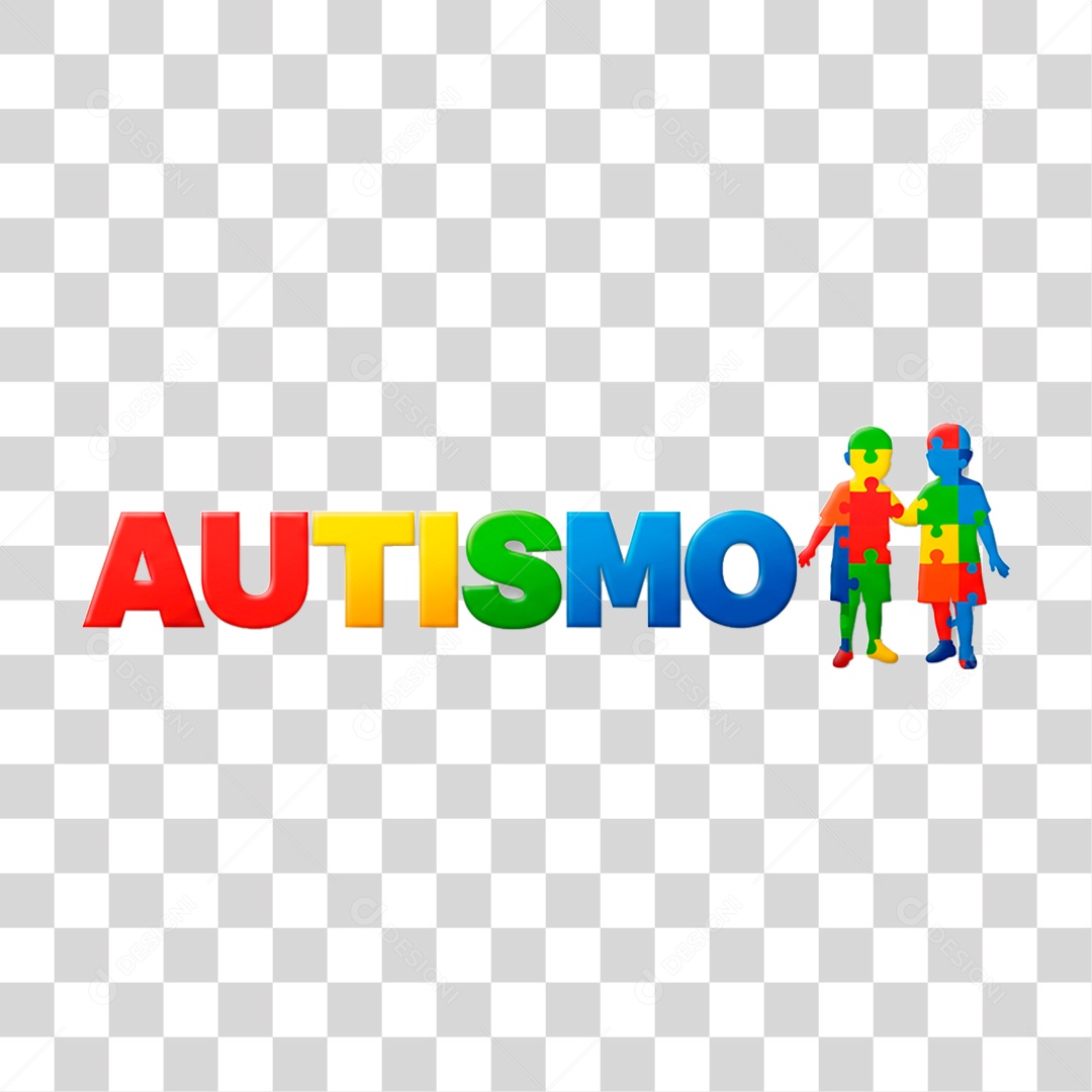 Selo 3D Autismo PNG Transparente