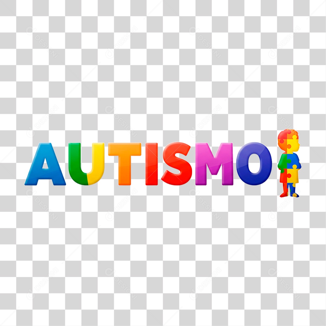 Selo 3D Autismo PNG Transparente