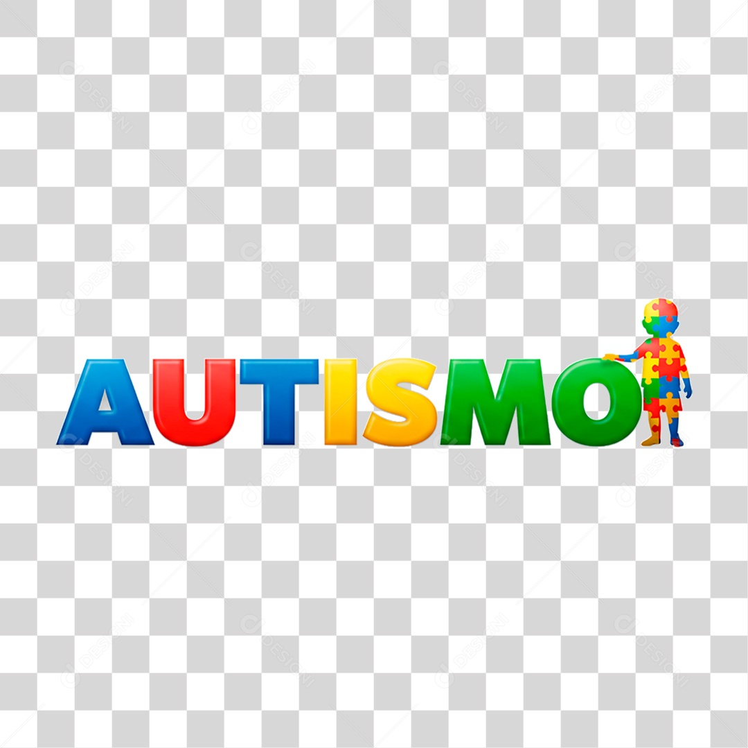 Selo 3D Autismo PNG Transparente