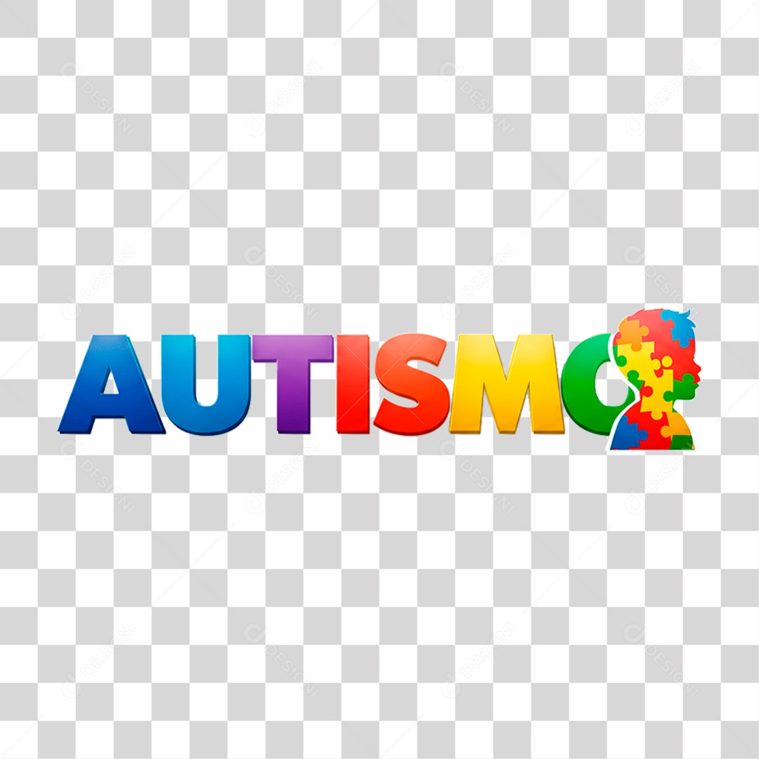 Selo 3D Autismo PNG Transparente