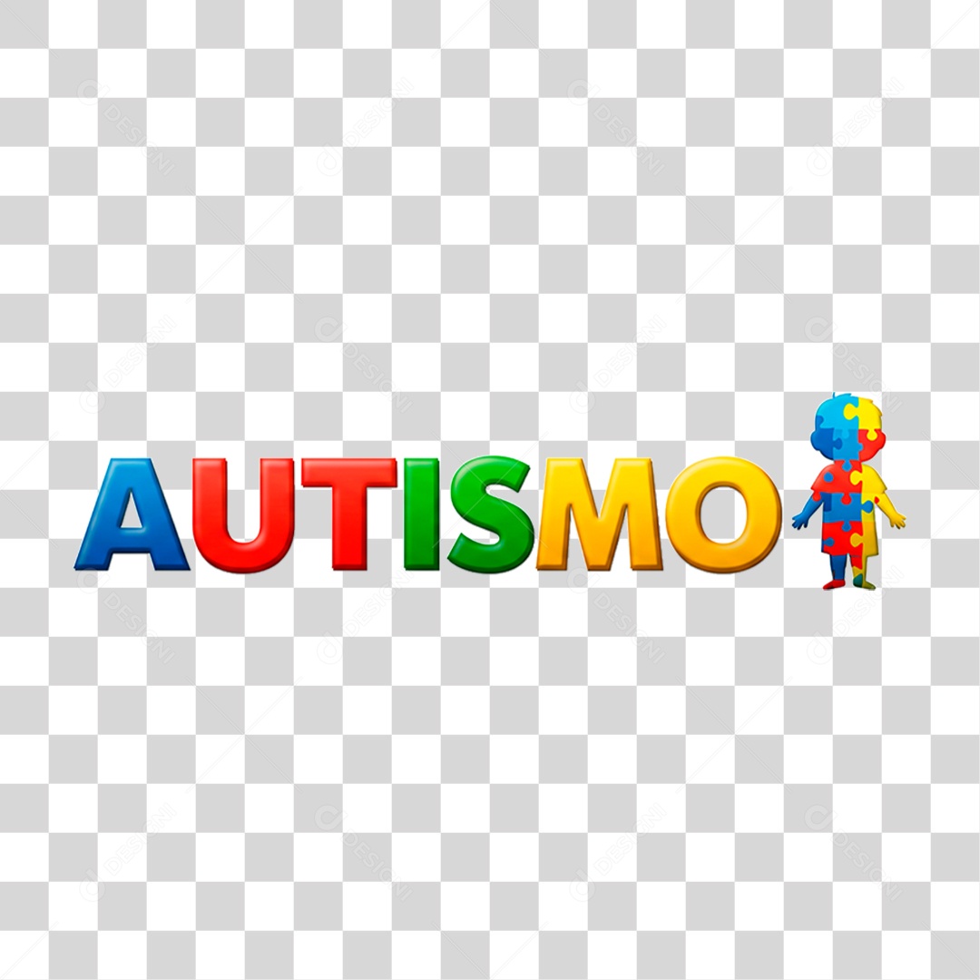 Selo 3D Autismo PNG Transparente