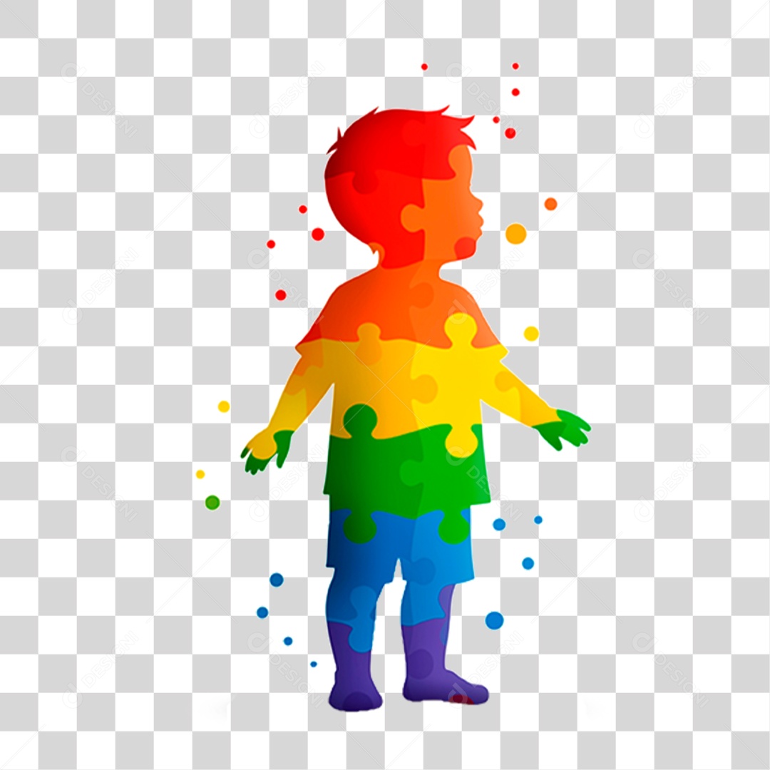 Desenho de Criança Colorido com do Cores Autismo PNG Transparente