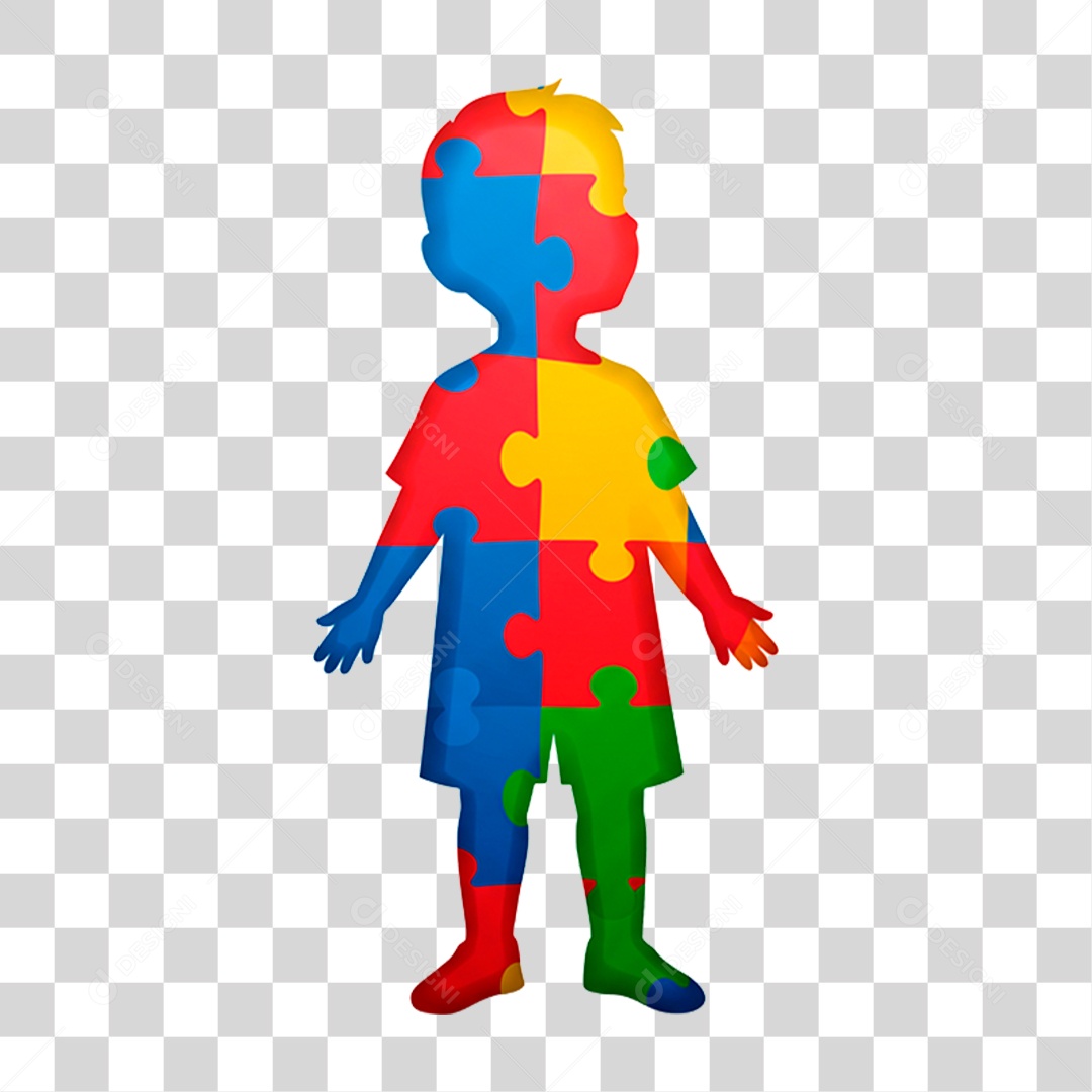 Desenho de Criança Colorido com Cores do Autismo PNG Transparente