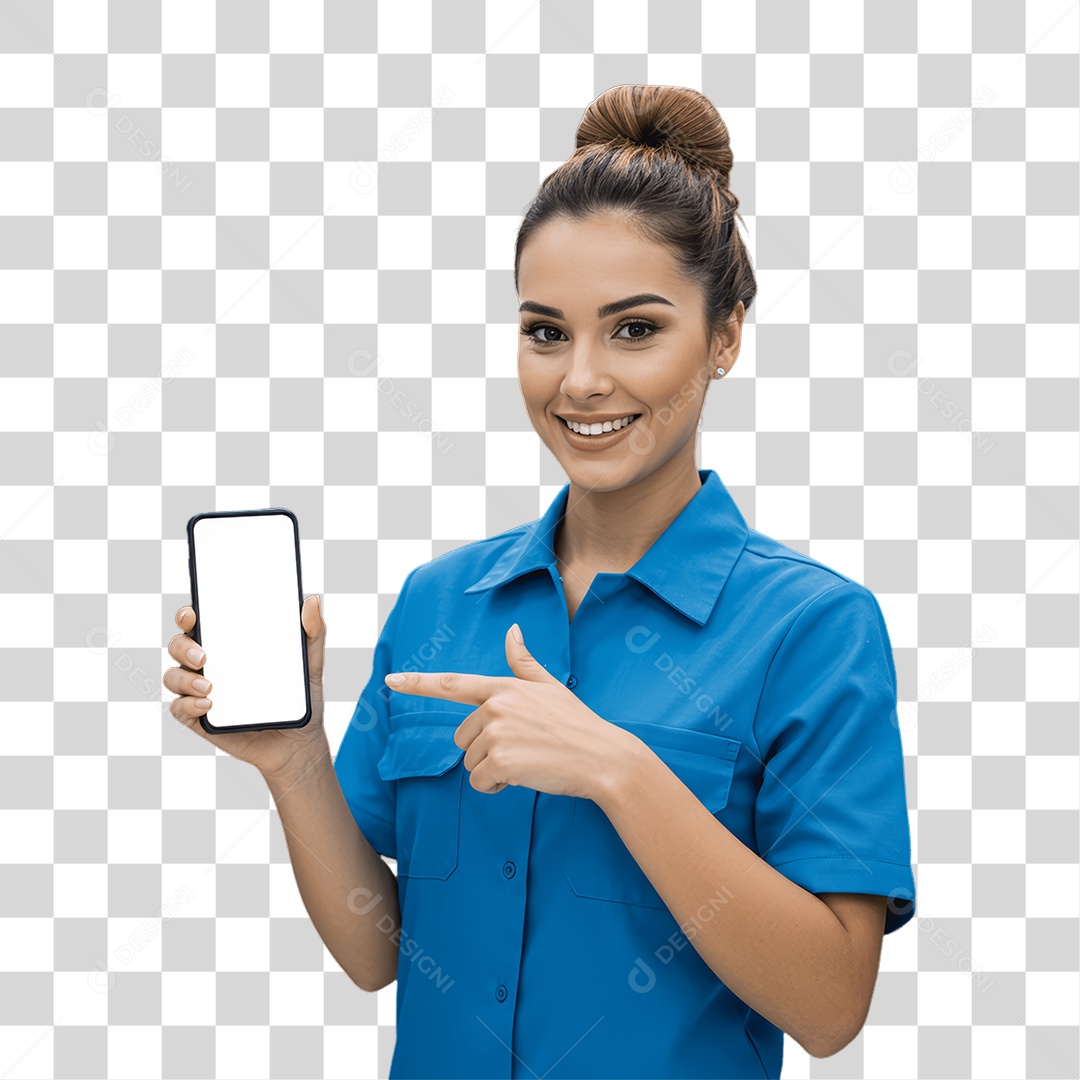 Young Woman with Cell Phone in Her Hands Transparent PNG