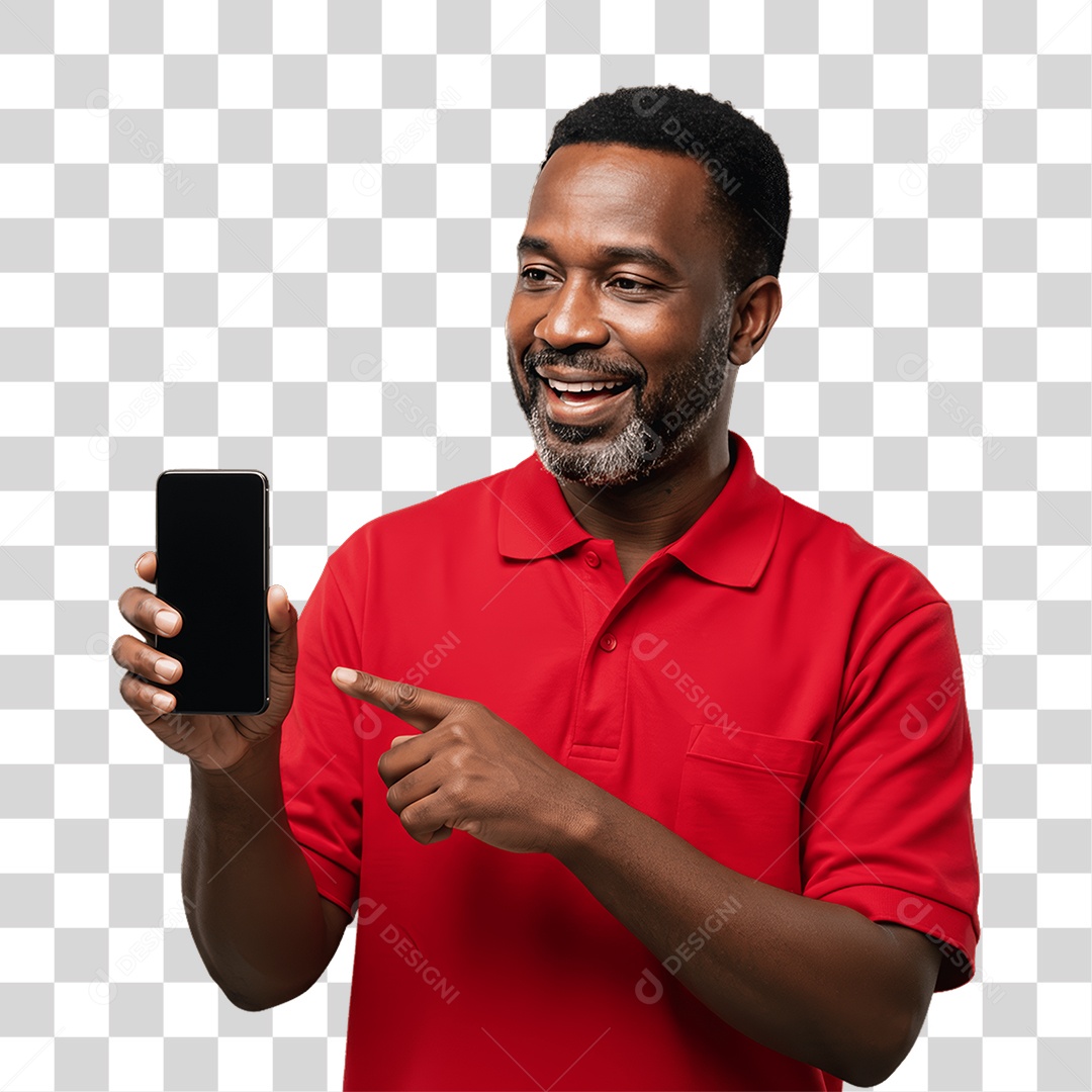 Homem com Celular nas Mãos PNG Transparente