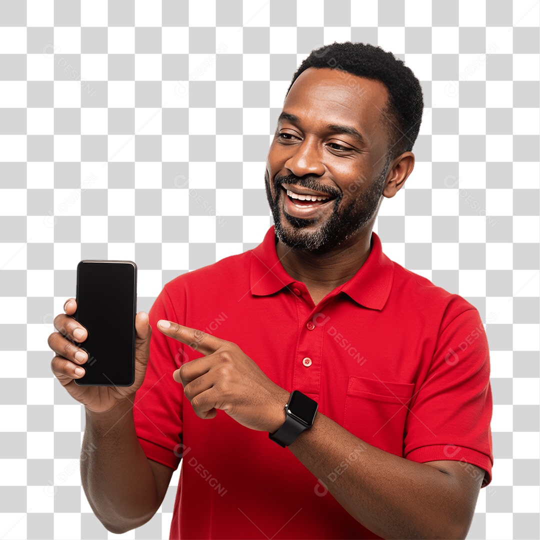 Homem com Celular nas Mãos PNG Transparente
