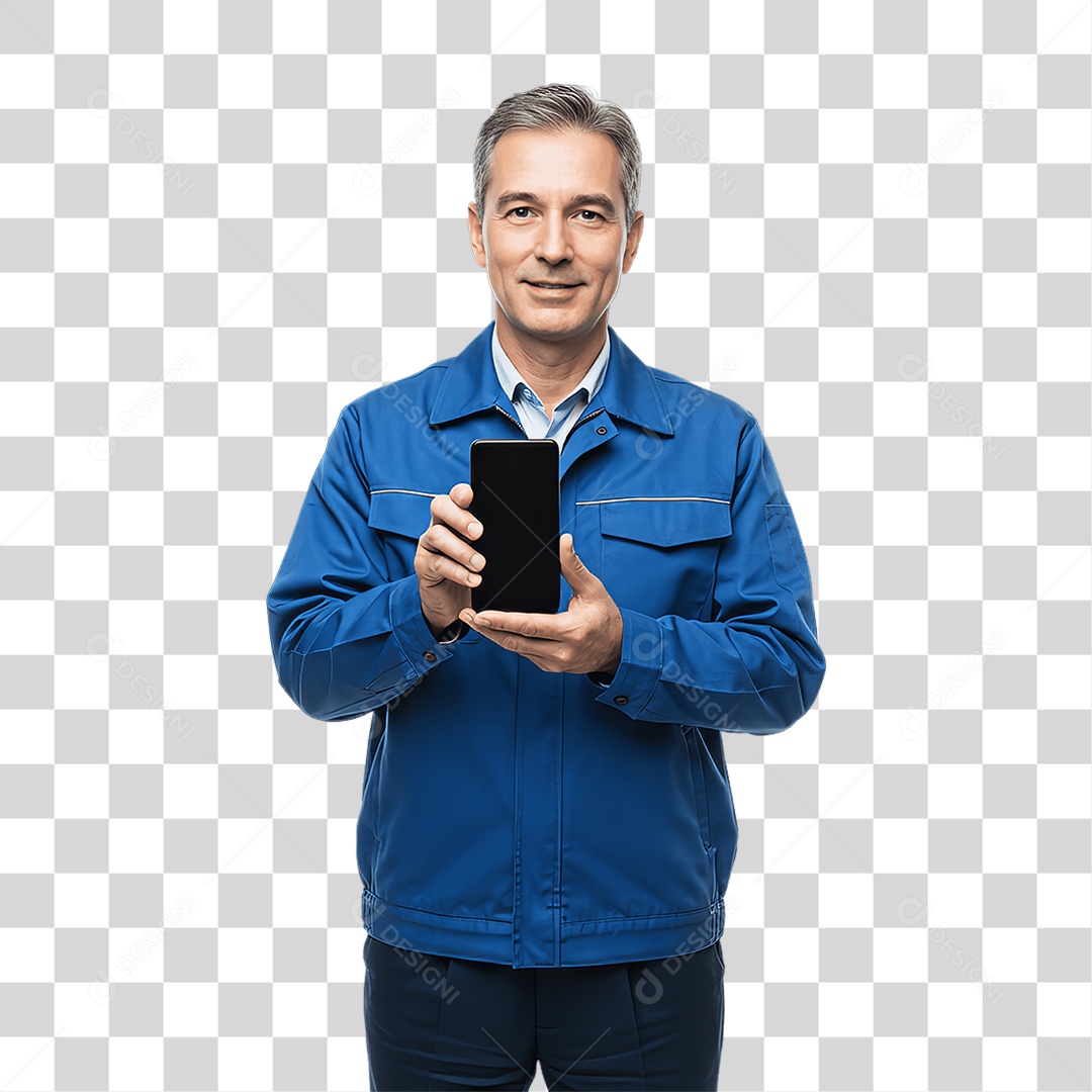 Homem com Celular nas Mãos PNG Transparente