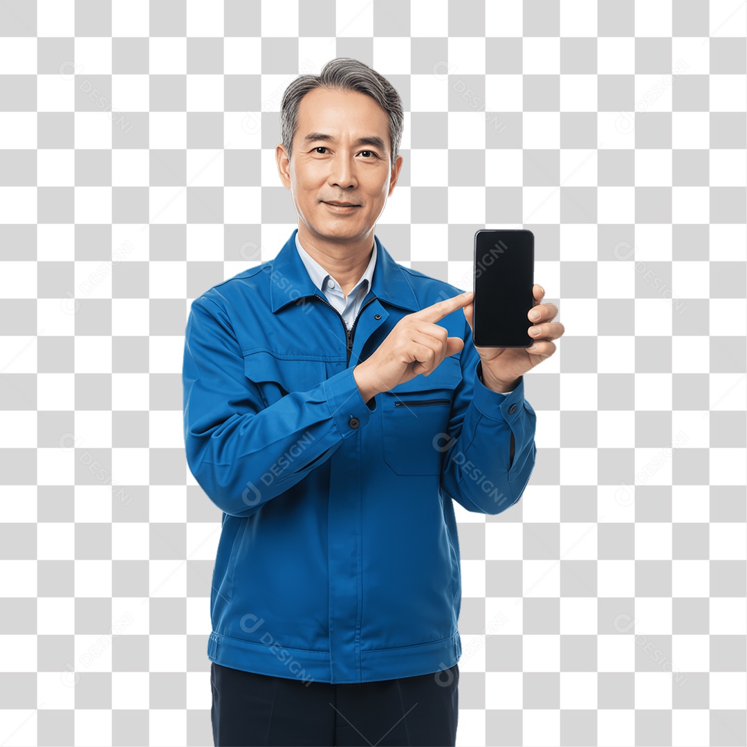 Homem com Celular nas Mãos PNG Transparente