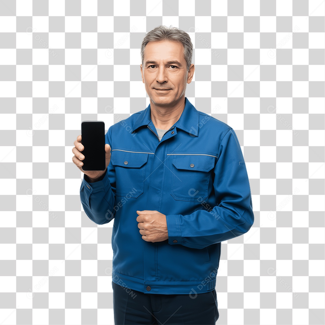 Homem com Celular nas Mãos PNG Transparente