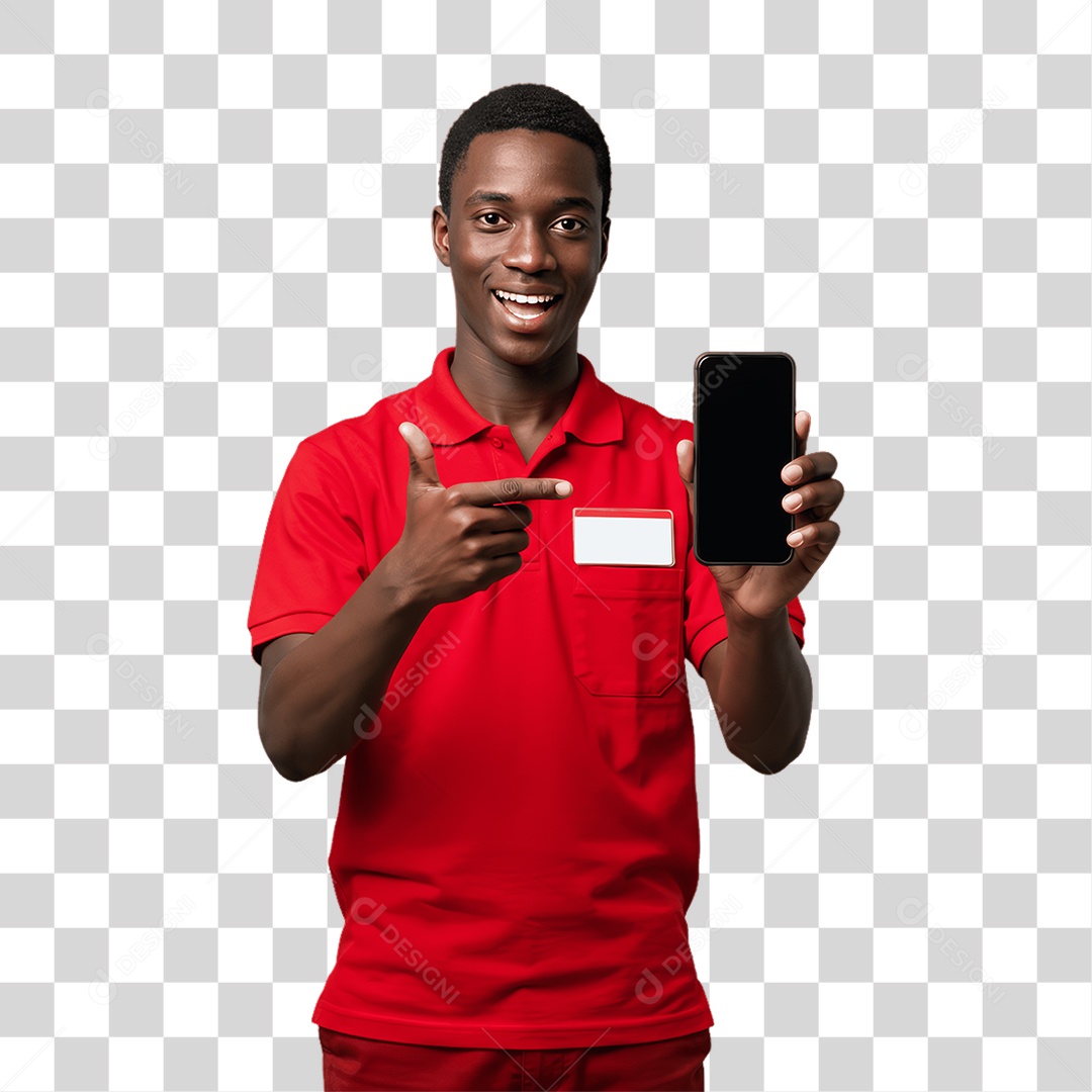 Jovem Rapaz Homem com Celular nas Mãos PNG Transparente