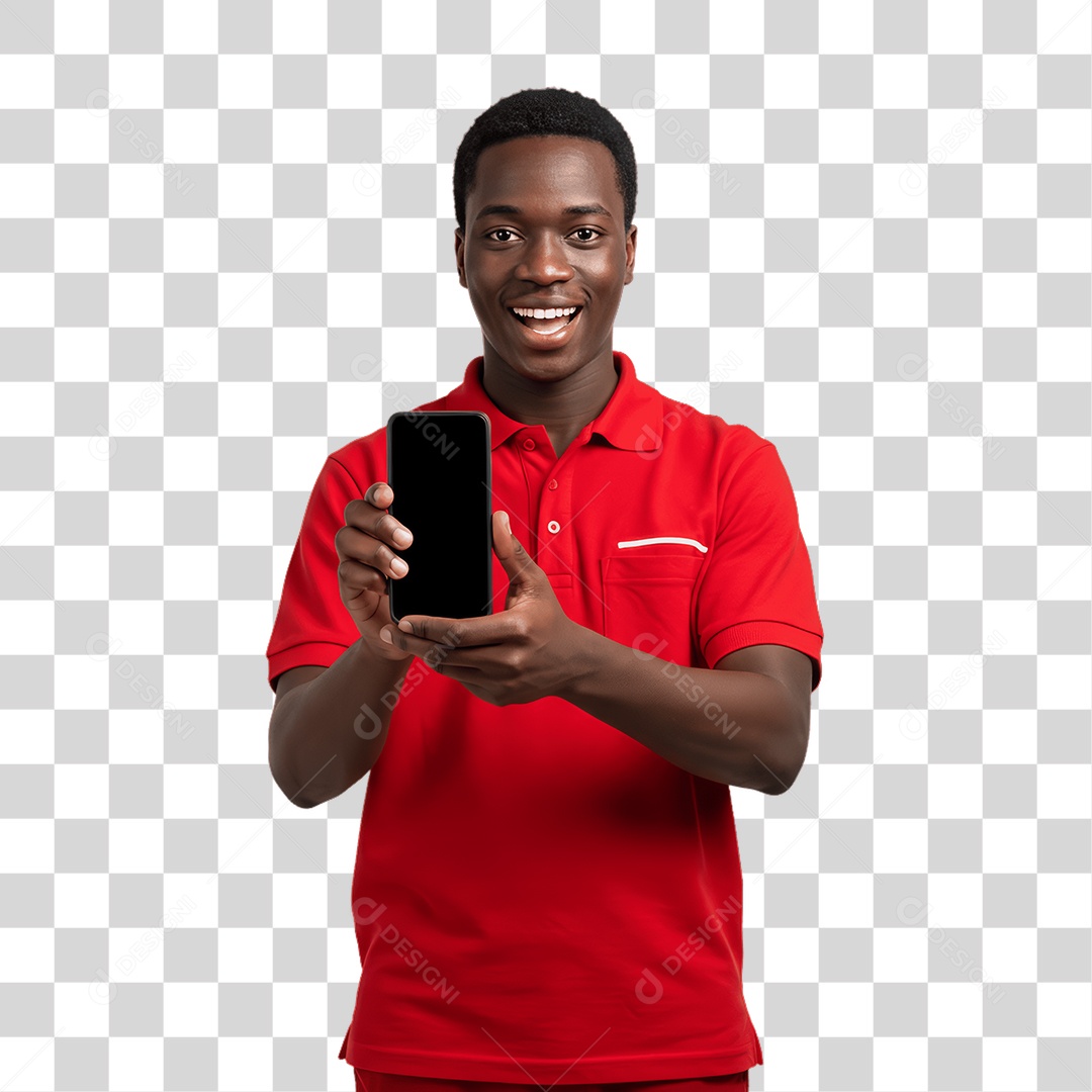 Jovem Rapaz Homem com Celular nas Mãos PNG Transparente