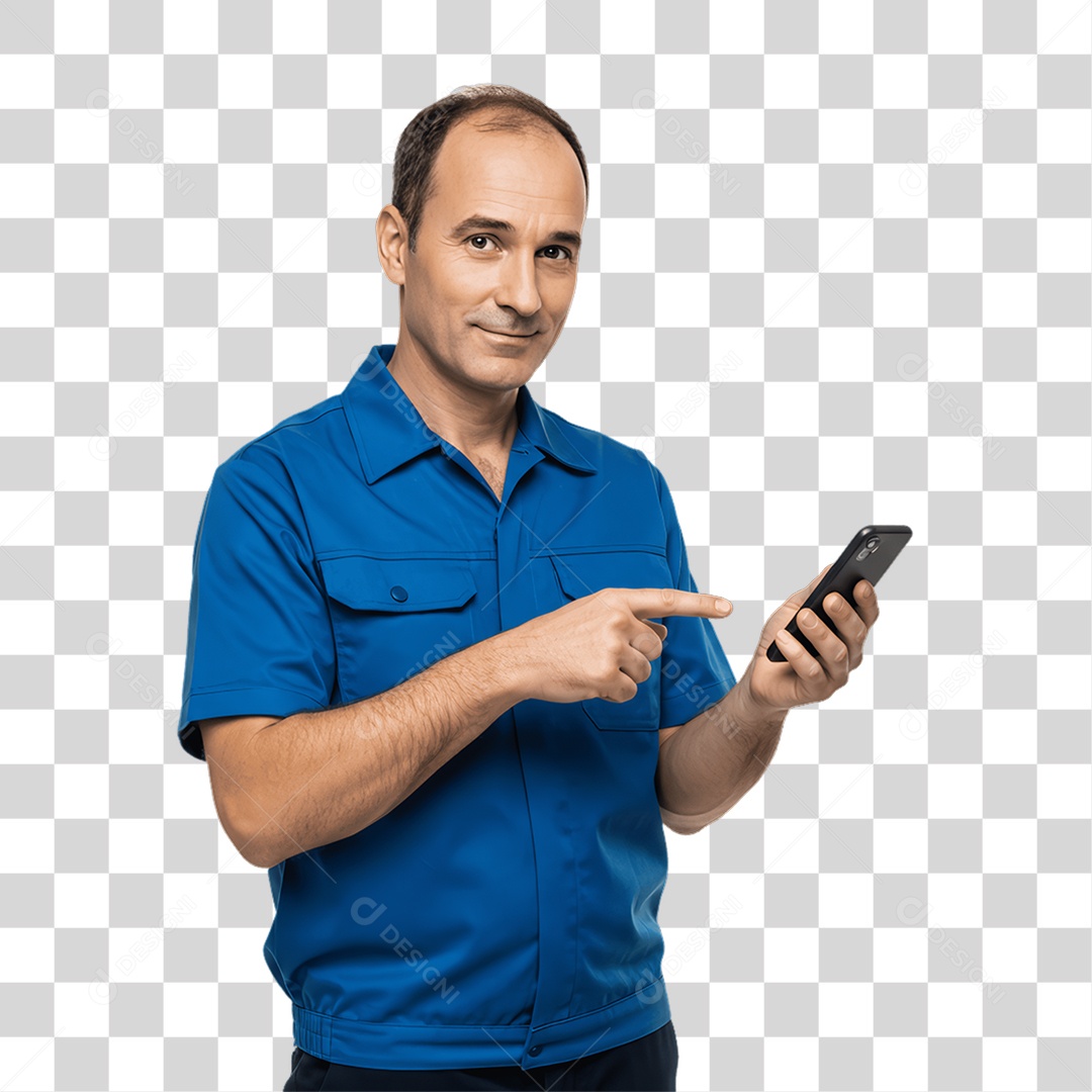 Homem com Celular nas Mãos PNG Transparente