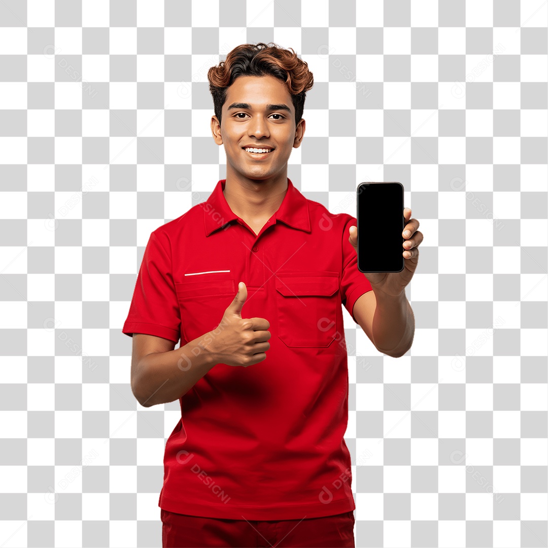 Jovem Rapaz Homem com Celular nas Mãos PNG Transparente