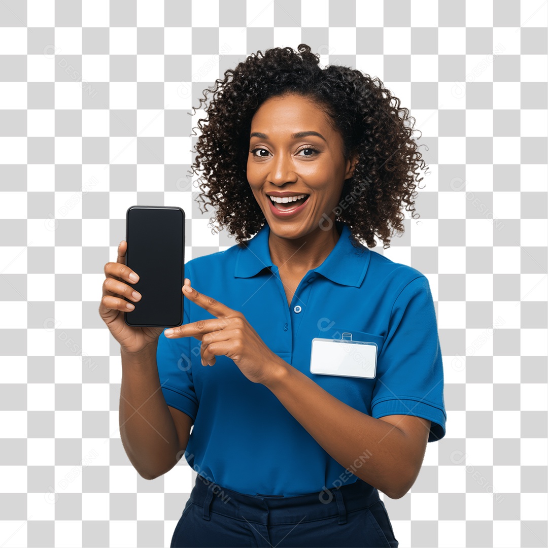 Jovem Mulher com Celular nas Mãos PNG Transparente