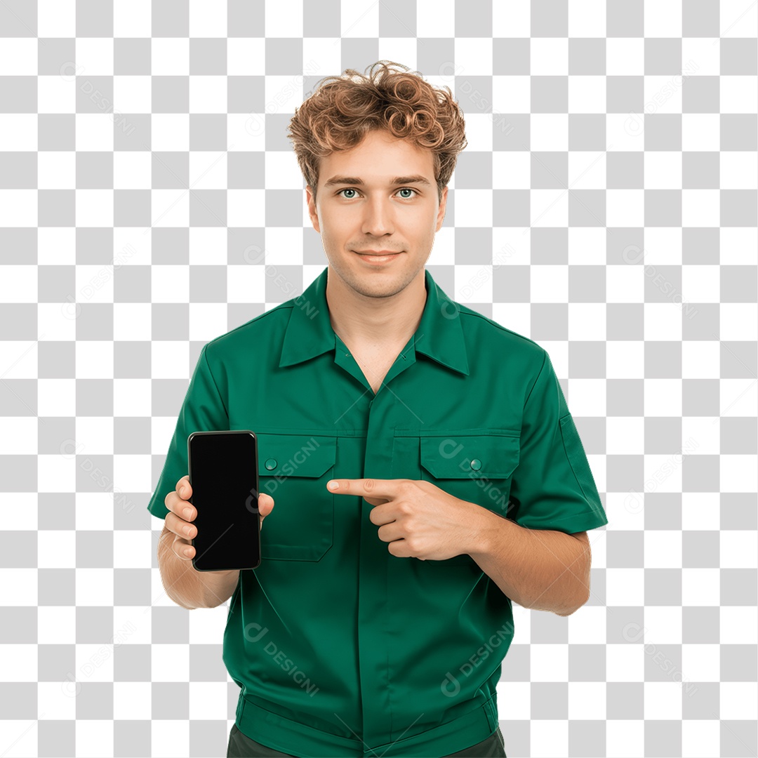 Jovem Rapaz Homem com Celular nas Mãos PNG Transparente