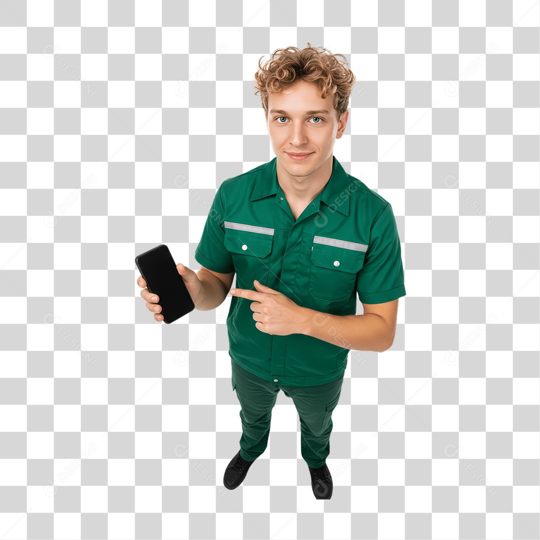 Jovem Rapaz Homem com Celular nas Mãos PNG Transparente