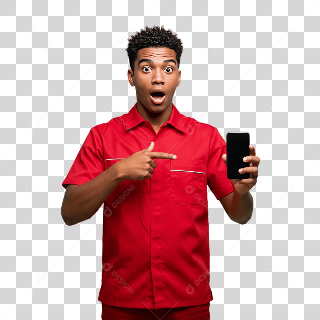 Jovem Rapaz Homem com Celular nas Mãos PNG Transparente