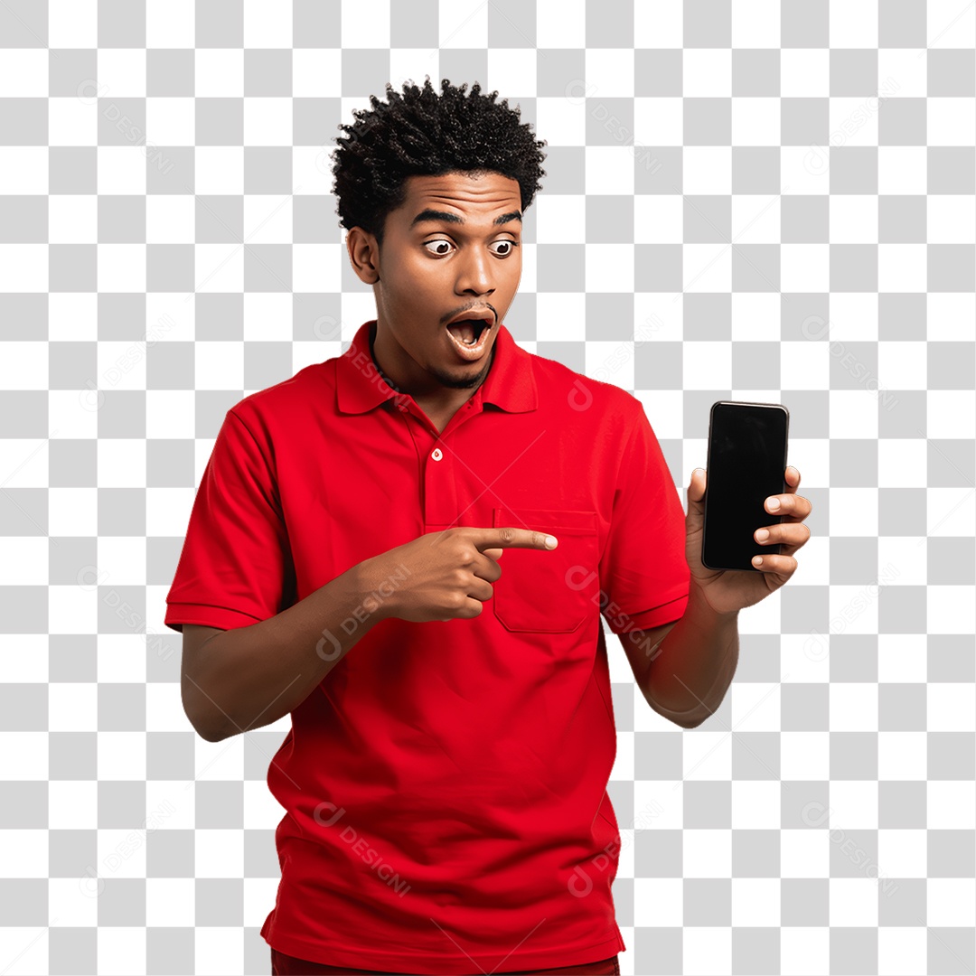 Jovem Rapaz Homem com Celular nas Mãos PNG Transparente