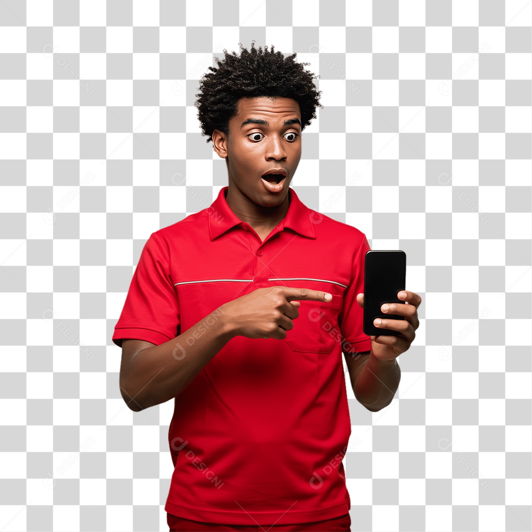 Jovem Rapaz Homem com Celular nas Mãos PNG Transparente