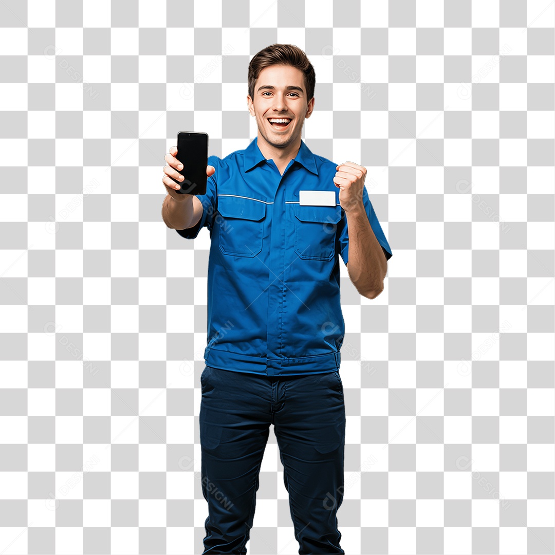 Jovem Rapaz Homem com Celular nas Mãos PNG Transparente