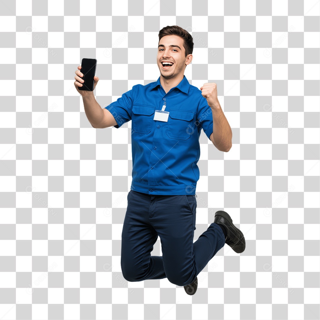 Jovem Rapaz Homem com Celular nas Mãos PNG Transparente
