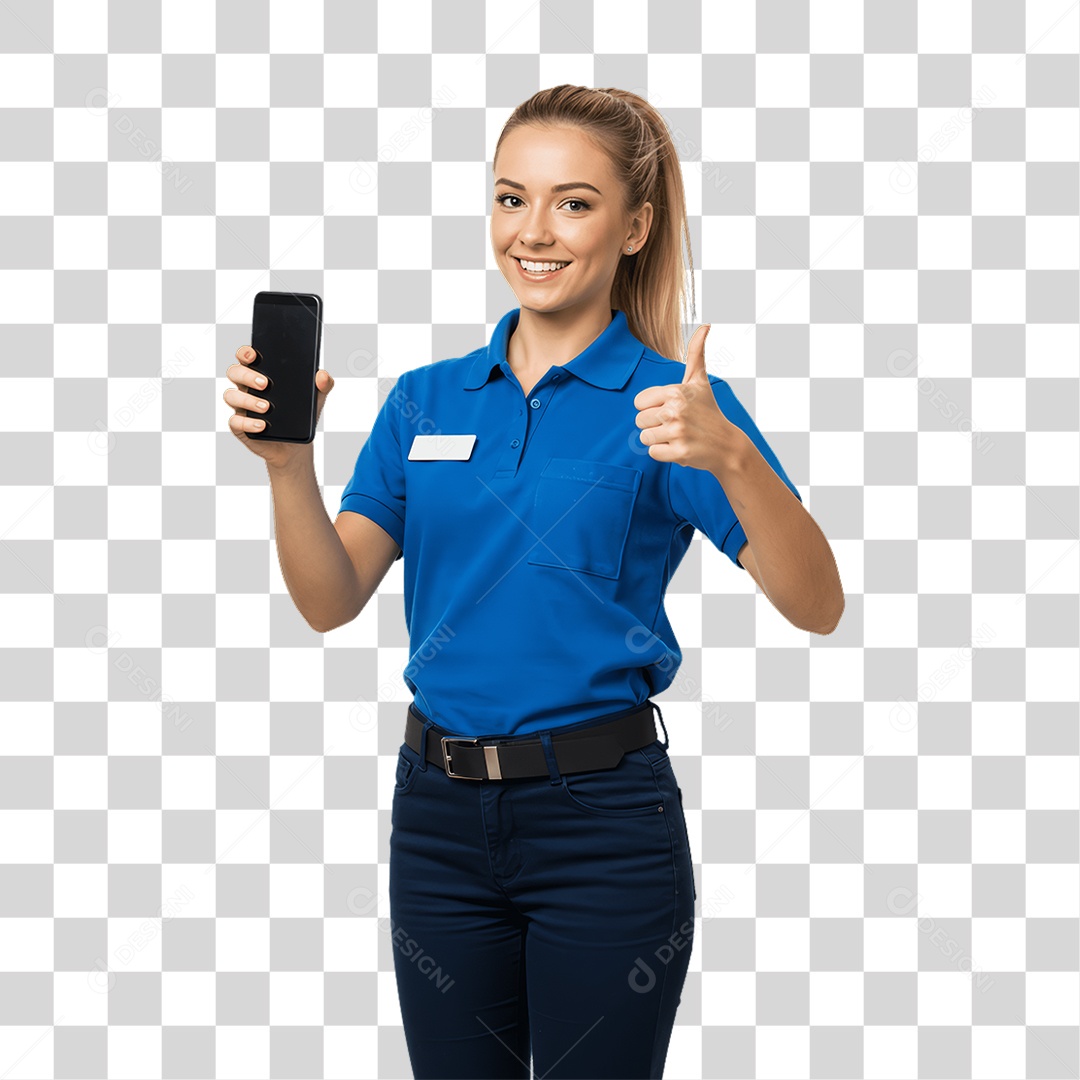 Young Woman with Cell Phone in Her Hands Transparent PNG