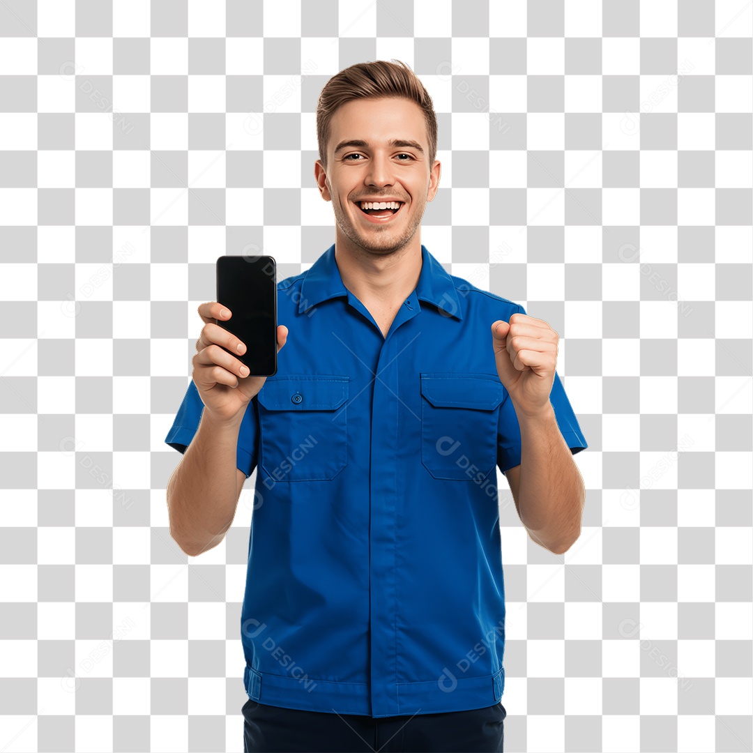 Jovem Rapaz Homem com Celular nas Mãos PNG Transparente