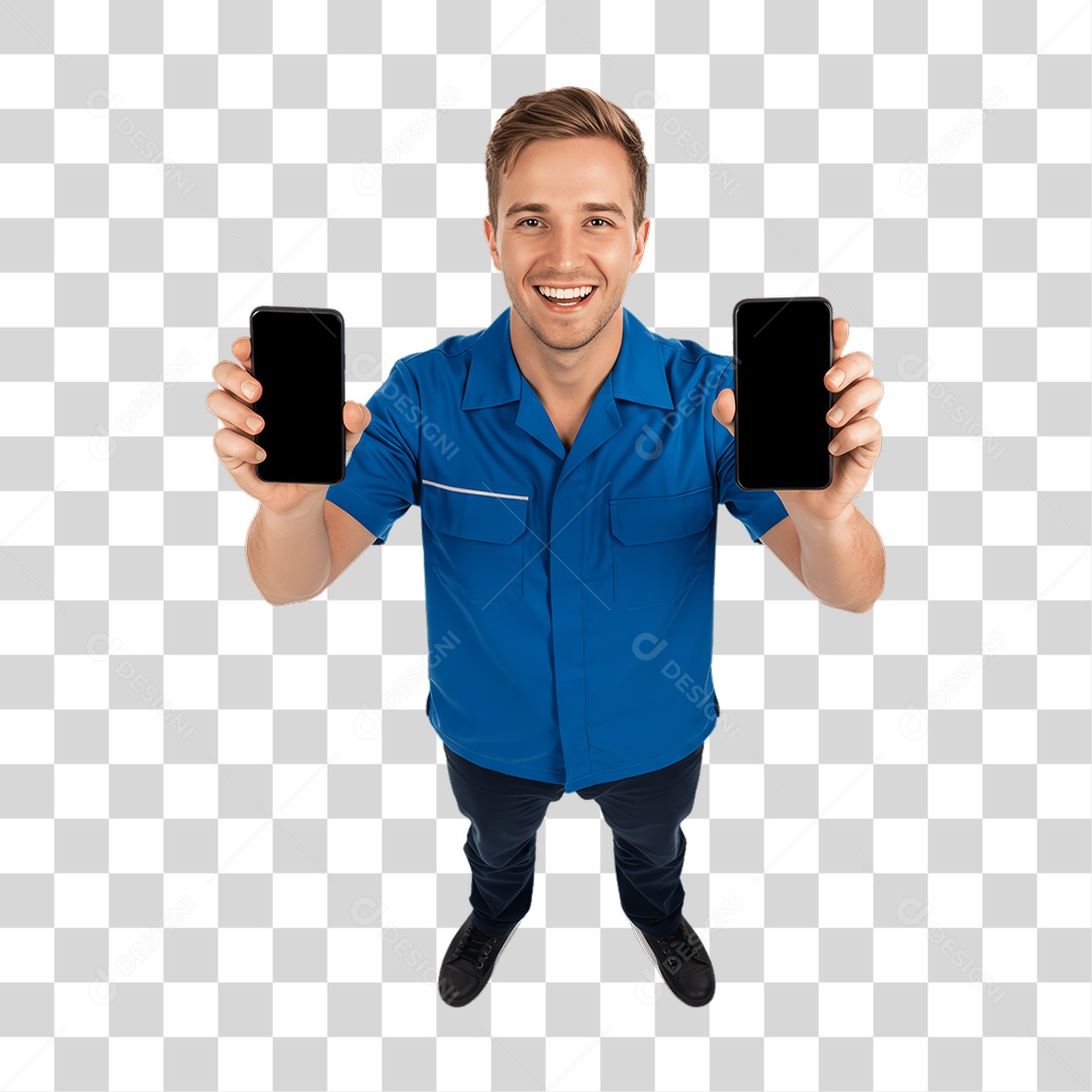 Jovem Rapaz Homem com Celular nas Mãos PNG Transparente
