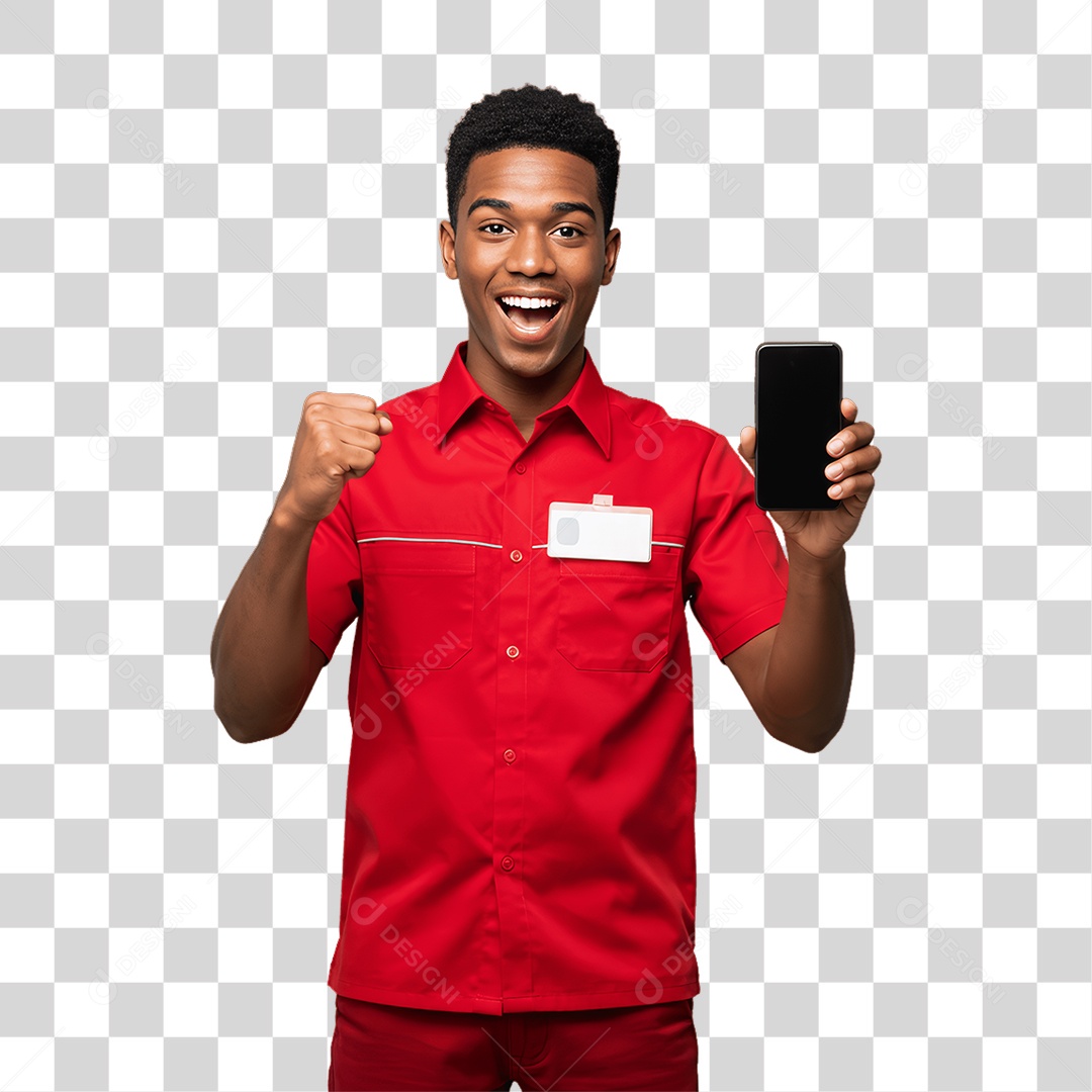 Jovem Rapaz Homem com Celular nas Mãos PNG Transparente