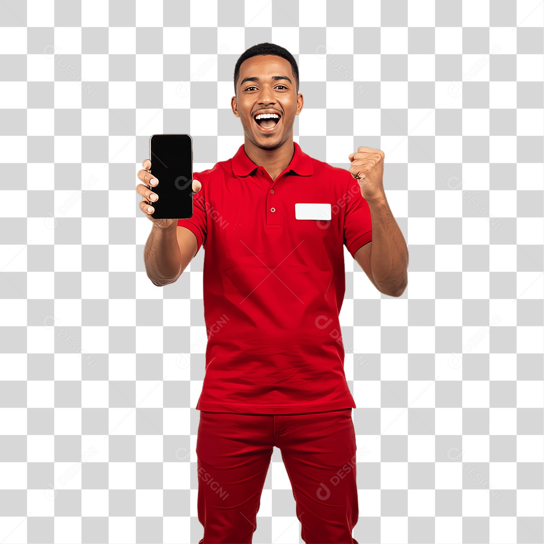 Jovem Rapaz Homem com Celular nas Mãos PNG Transparente