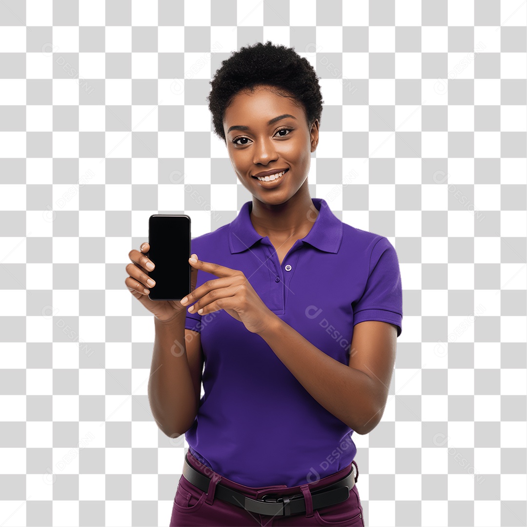 Jovem Mulher com Celular nas Mãos PNG Transparente