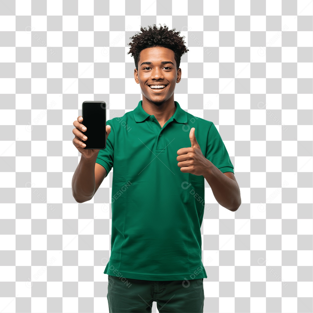 Jovem Rapaz Homem com Celular nas Mãos PNG Transparente